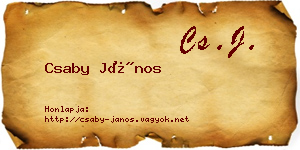 Csaby János névjegykártya